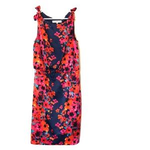 Bright floral and navy dress